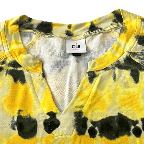 CABI 2-PC PAJAMA SET-LOUNGER, LONG SLV, WOMENS, TOP-L, BOTTOMS-M, YELLOW/DK GREY - Picture 5 of 12